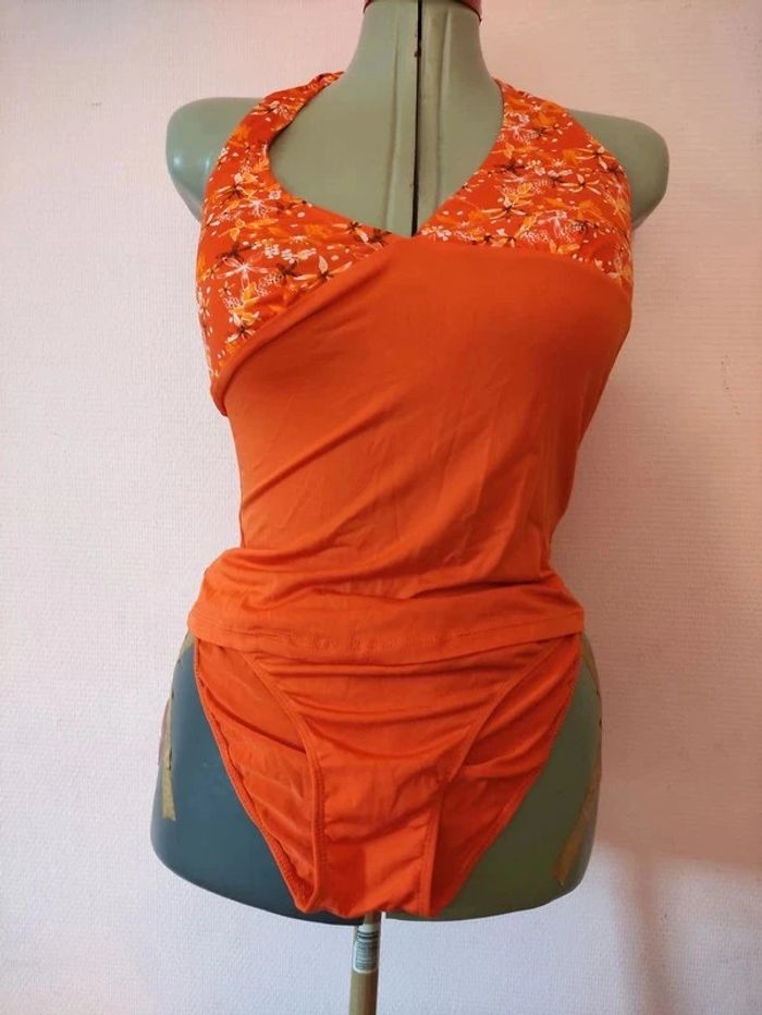 Maillot de Bain 2 pièce Orange blanc Taille L