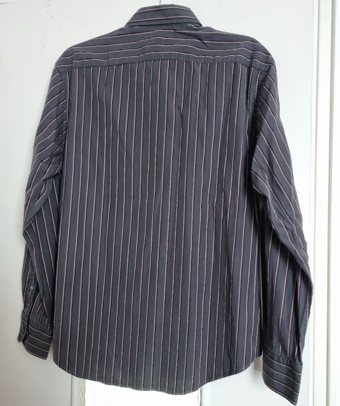 chemise manche longue serge blanco à rayure gris foncé et rose taille XL 42 - photo numéro 3