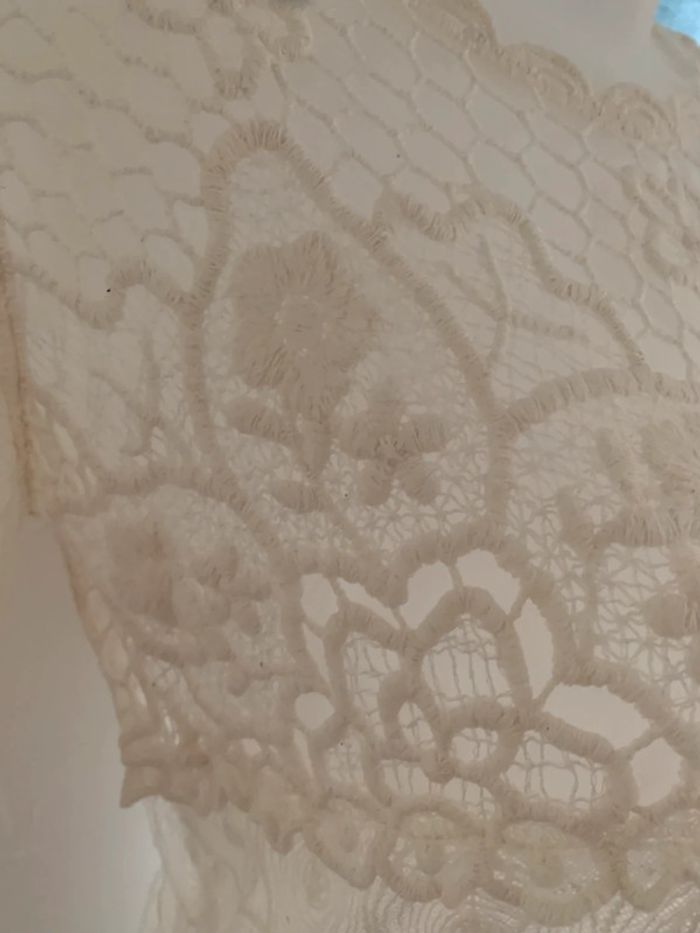 Blouse dentelle crochet transparent 36-38 manches3/4 - photo numéro 9