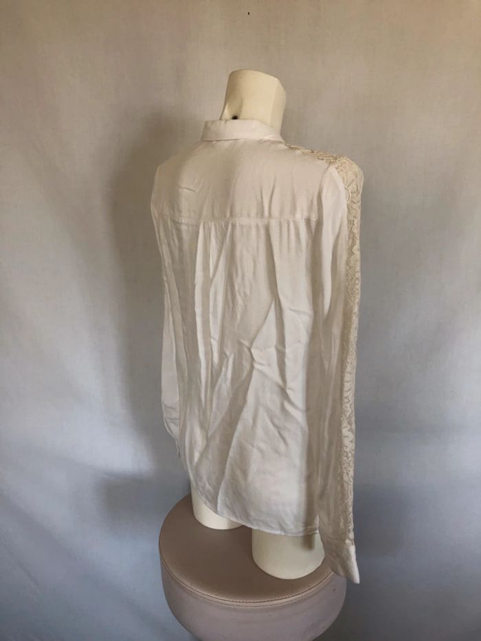 Chemise blanche manches longues dentelle Promod taille 36 38 très bon état - photo numéro 4