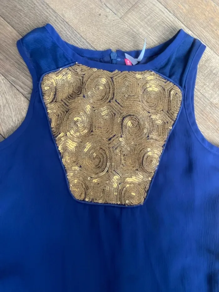 Robe marine motifs dorés 8 ans - photo numéro 2