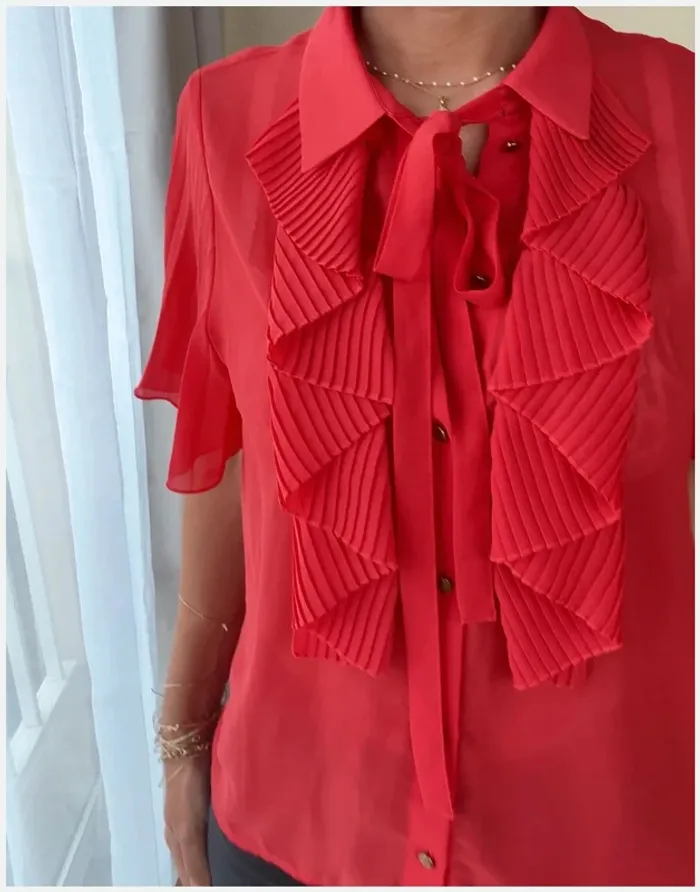 Chemisier rouge Zara S très bon état - photo numéro 3