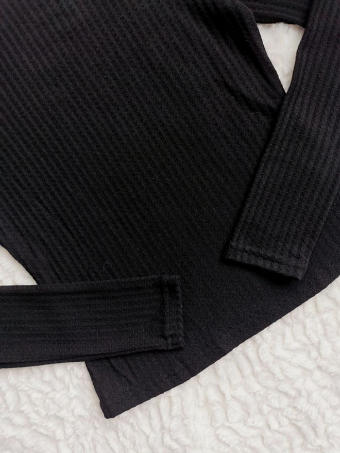 Top Pull fin moulant ajouré effet dentelle noir M 38 - photo numéro 3