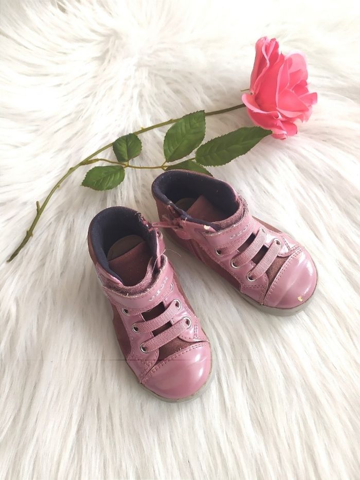 Baskets tennis montantes Geox tout cuir bébé fille pointure 21