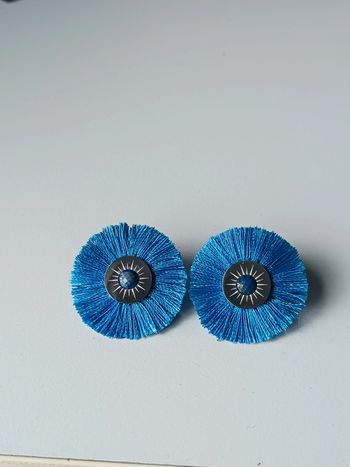 Boucles d'oreilles rondes en acier inoxydable pierre naturelle et fils