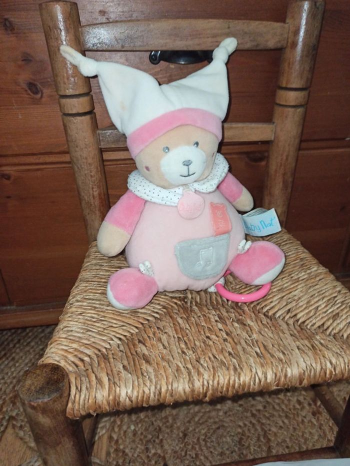 Boite a musique peluche brioche rose baby nat - photo numéro 2