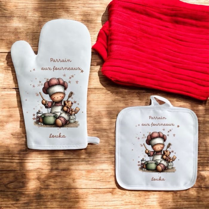 Set gant et manique de cuisine personnalisés - photo numéro 3