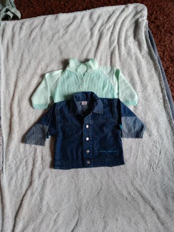 Pull et veste jean 18 mois lot de 2 c21