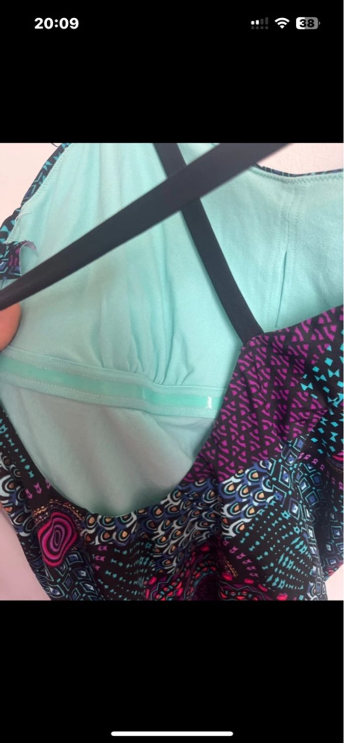 Maillot de bain dos nu croisé, anti dérapant à la taille, jamais porté bleu et violet Taille L - photo numéro 3