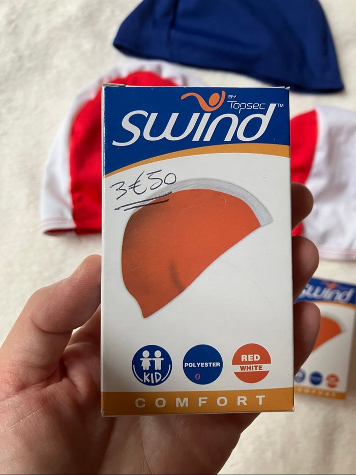 Lot de 2 bonnets de bain enfant + 1 bleu offert (2€) - photo numéro 3