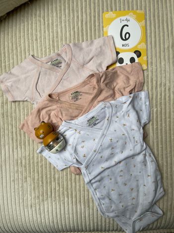 Lot de 3 bodies manches courtes 6 mois