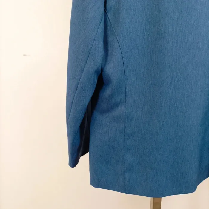 Tailleur vintage bleu Anouk 2 pièces – blazer et jupe boutonnée, taille 44 A1065 - photo numéro 11