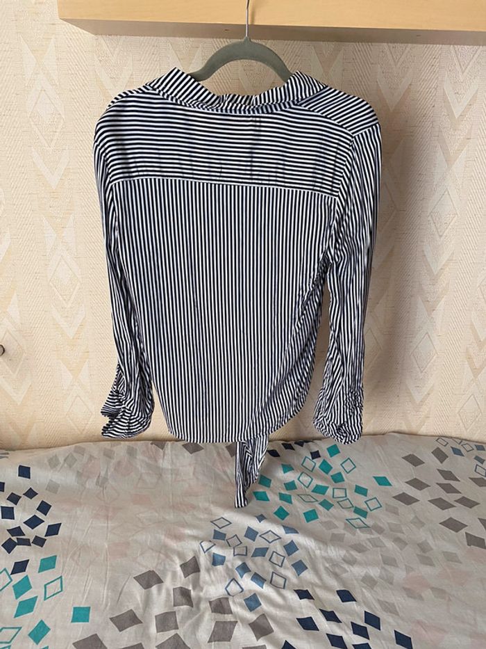 Superbe belle chemise bleu à rayures à noeud Colloseum taille S - photo numéro 8