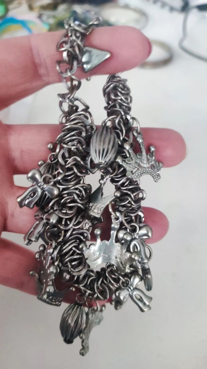 Bracelet charms en argent vintage - photo numéro 4