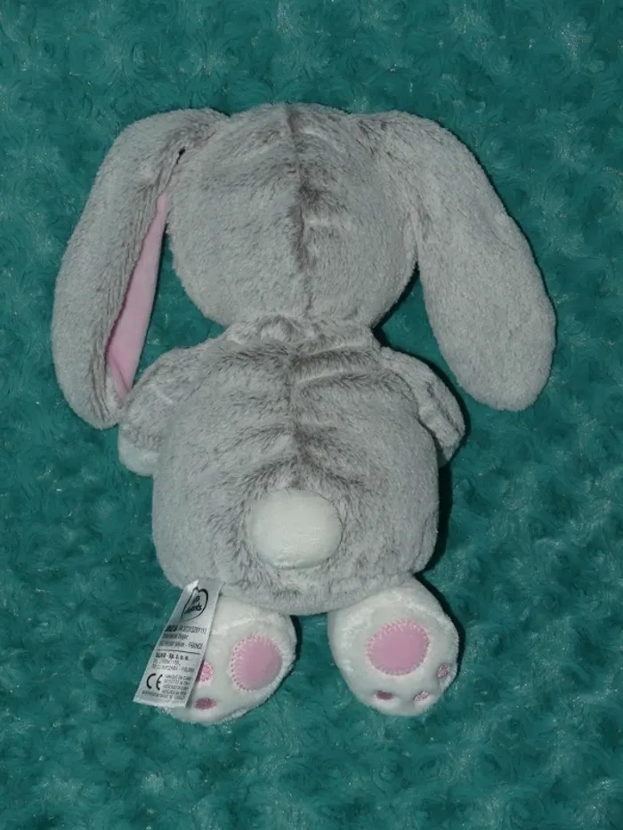 Doudou ours déguisé lapin Mots d'enfants rose gris 🐰 tbe - photo numéro 4