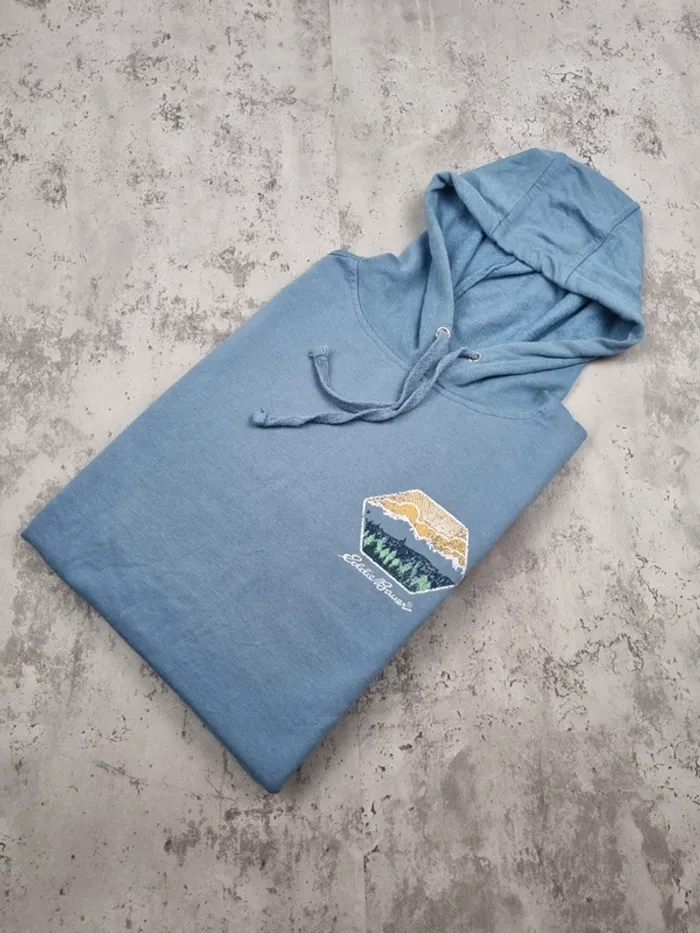 Sweat à capuche Eddie Bauer bleu – Taille M Homme (mesures en photos)