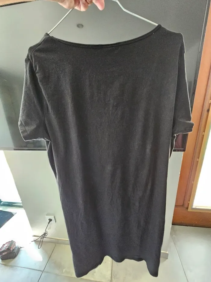 Tee-shirt long / robe Tee-shirt 46/48 noir femme grande taille - photo numéro 4