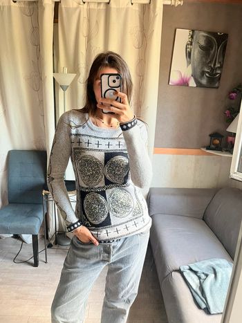 Pull laine vintage montagne grunge bohème champêtre