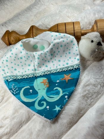 Bavoir naissance bleu mer