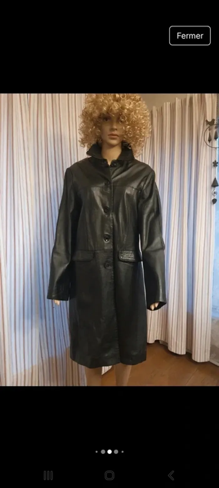 Manteau vintage cuir noir Authentic taille 42 - photo numéro 6