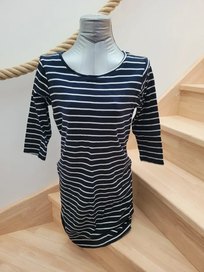Robe manches 3/4 grossesse marinière taille 38-40 - photo numéro 2