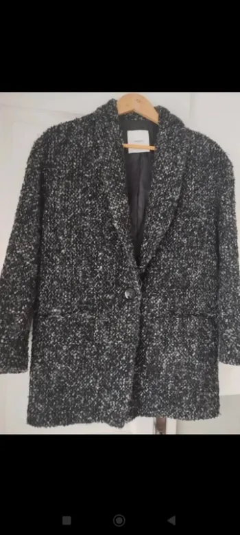 Manteau caban caban noir chiné Mango XS