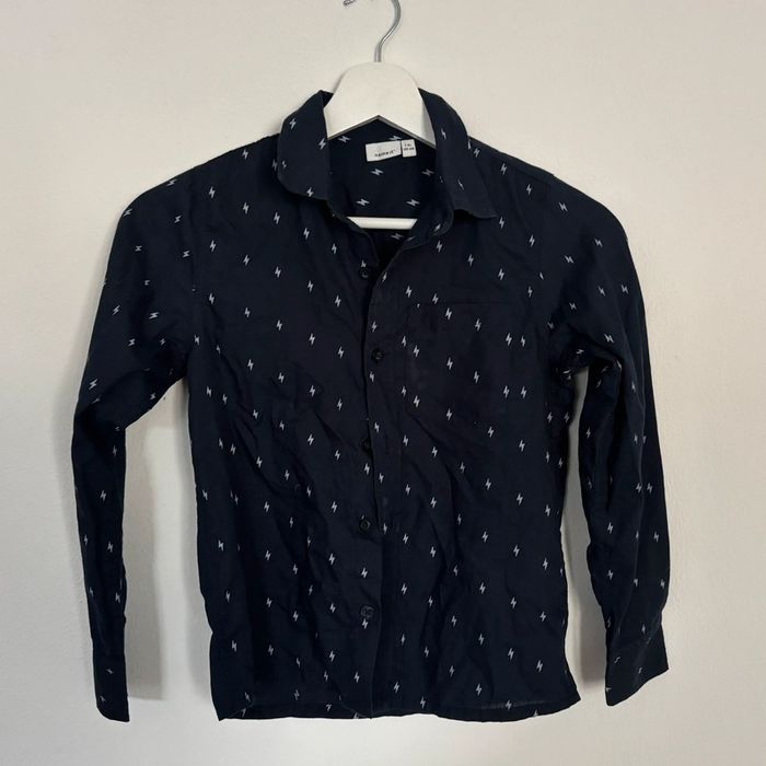chemise motif éclair blanc bleu
