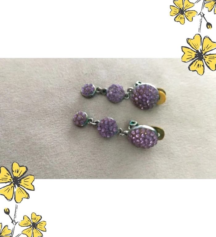 Boucles d’oreilles vintage violettes à clips - vintage – Collection Nuances de Rose - photo numéro 5