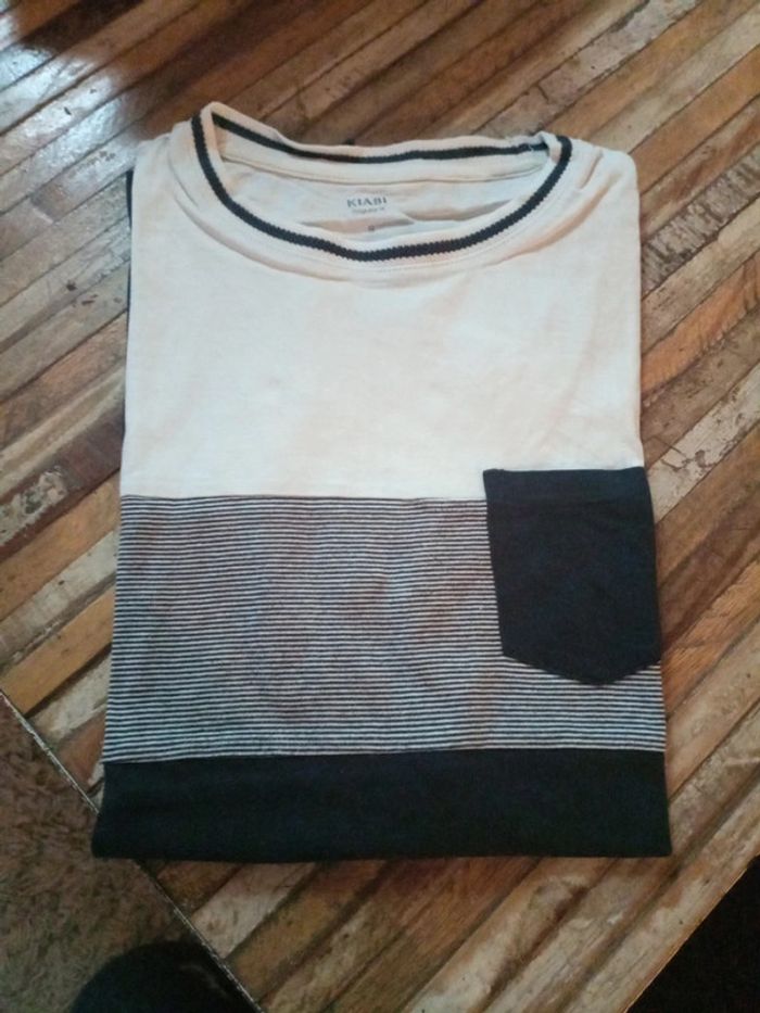 T-shirt bandes bleu et blanche