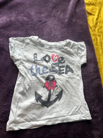 t shirt enfant en coton blanc thème mer U essentiel taille 3ans