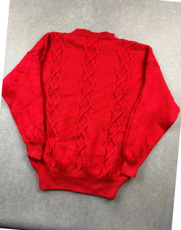 Pull sweat vintage coogi style funky rouge torsadé à motif - photo numéro 2