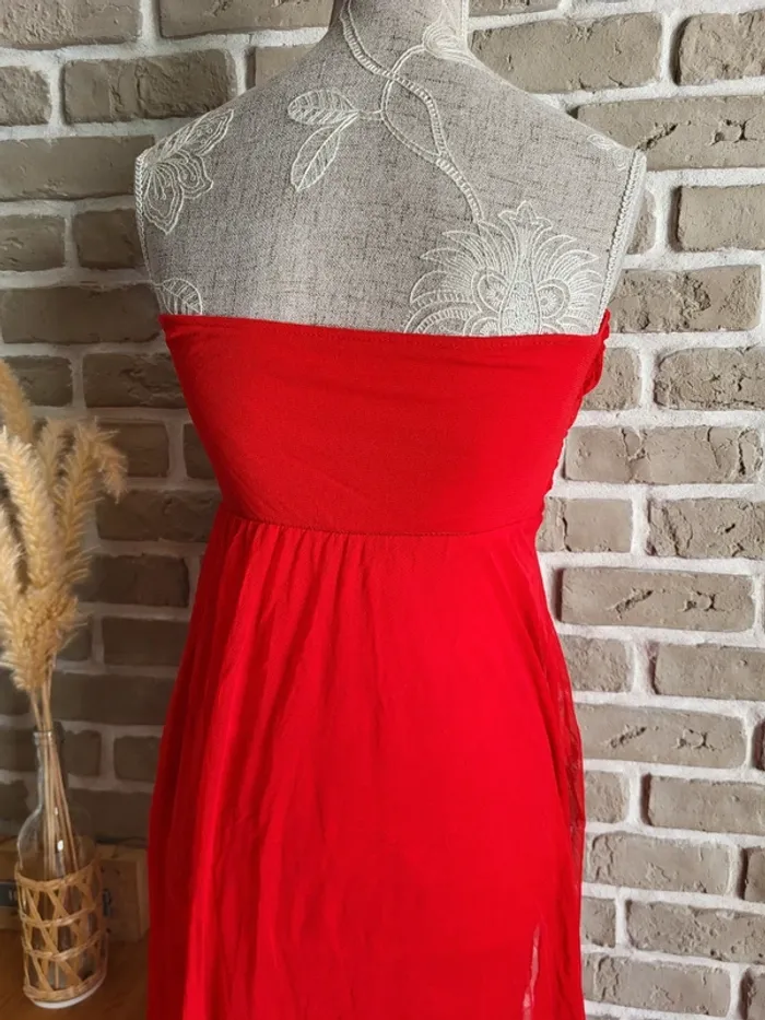 Robe bustier rouge tulle et dentelle - Made In Italy - photo numéro 13
