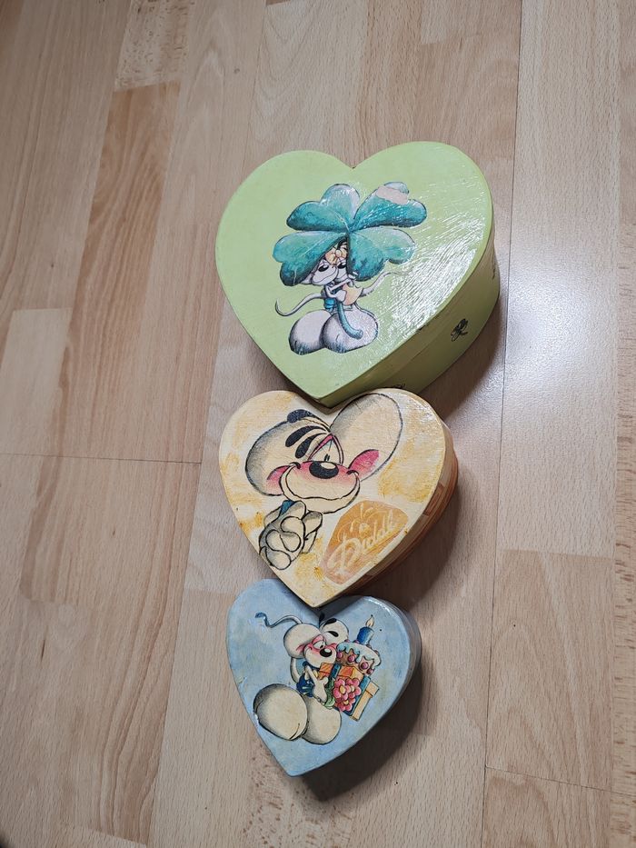 3 boîtes coeurs Diddl, Fait main - photo numéro 2