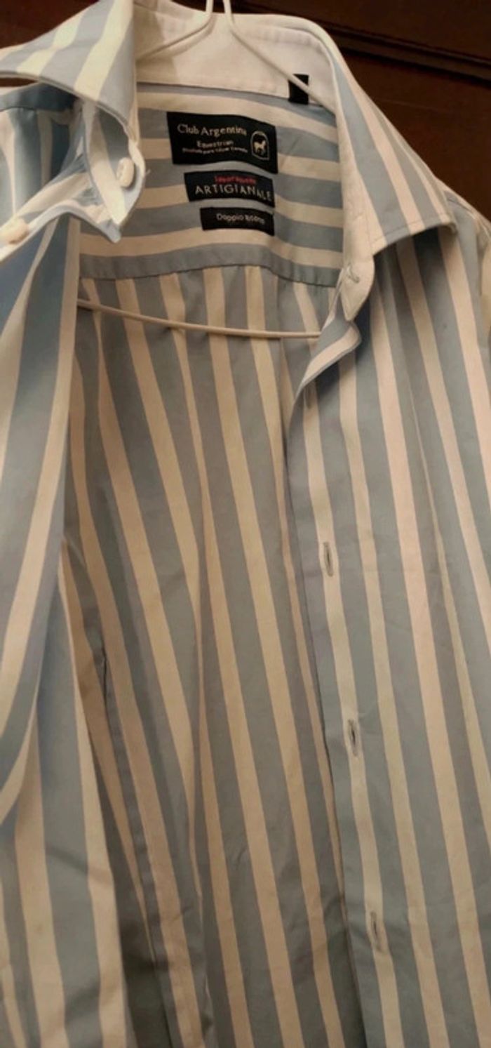 Chemise à rayures turquoise taille S - photo numéro 3
