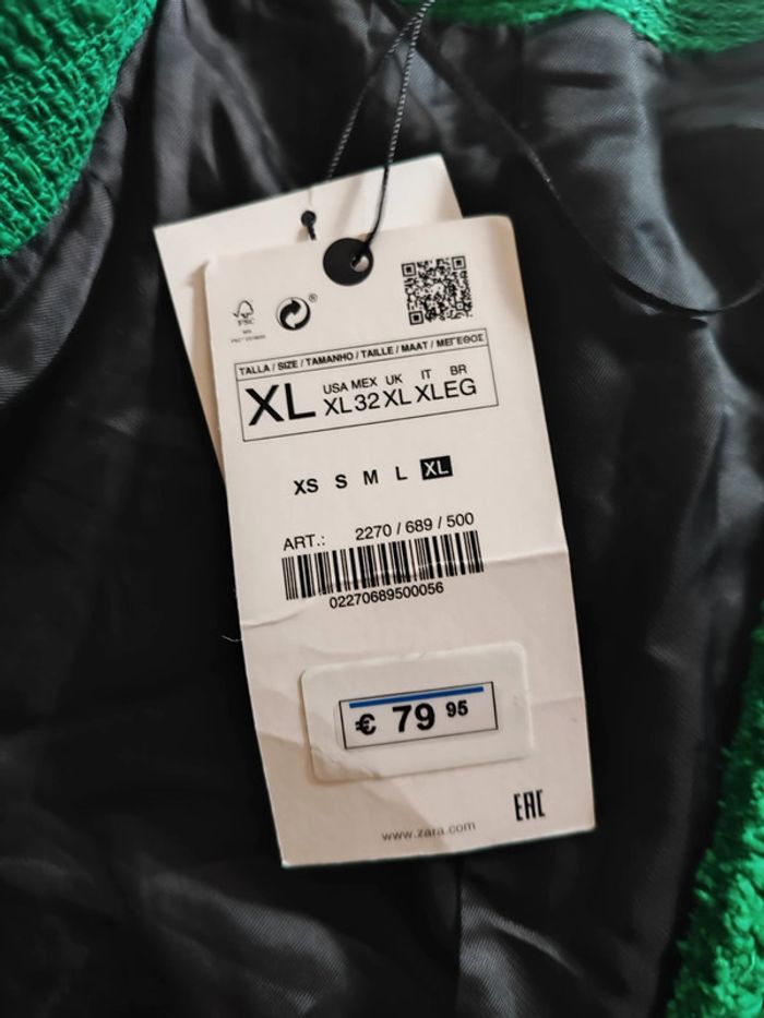 Veste Zara verte - Taille XL - Neuve avec étiquette - photo numéro 5