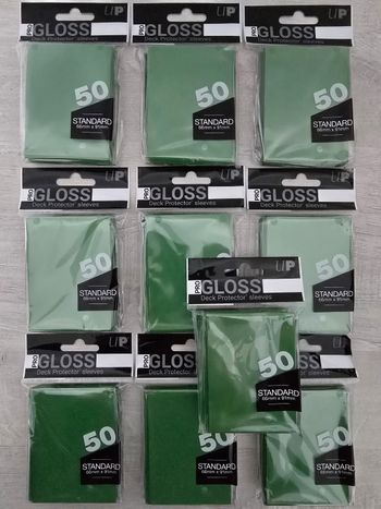 Lot de 10 paquets de 50 sleeves Ultra Pro Deck Protector Gloss Vert