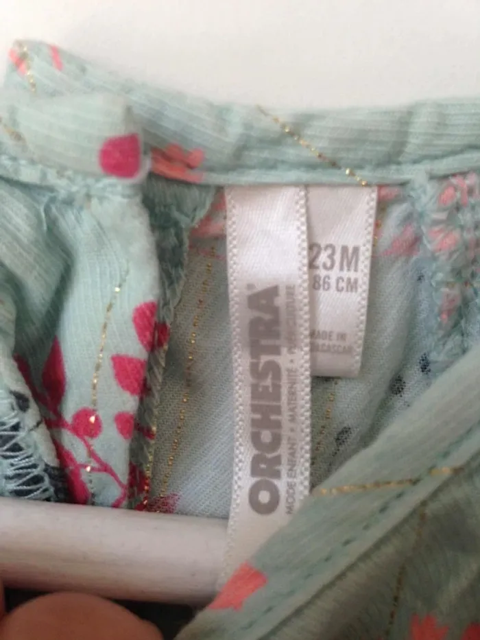 Combi-short col rond sans manches fleuries oiseaux 24mois 86cm Orchestra - photo numéro 5