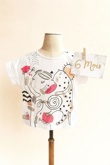 T-shirt blanc manche courte - 6mois - Catimini