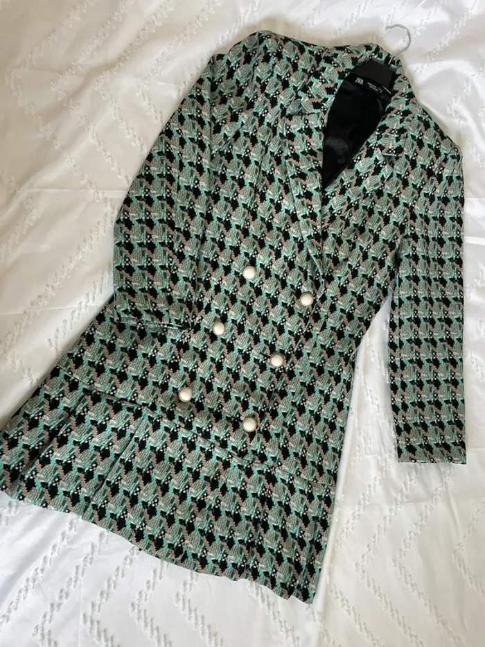 Robe veste blazer tailleur Zara imprimé tweed taille XS - photo numéro 18
