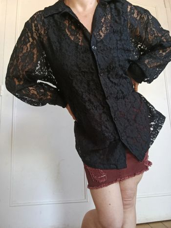 💎Chemise femme sexy raffiné noir dentelle t L 40