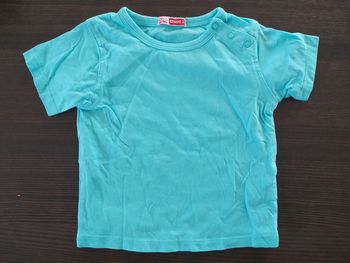 T-shirt été manche courte DPAM 12 mois bleu turquoise
