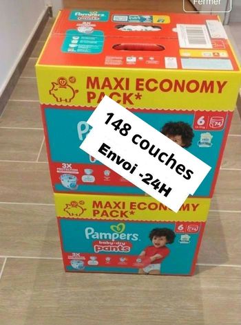 148 Couches Pampers taille 6 pants lot de 2 cartons 