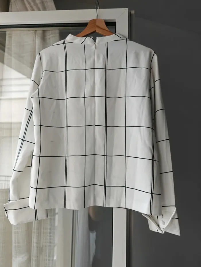 Haut blanc H&M à carreaux 36 S - photo numéro 4