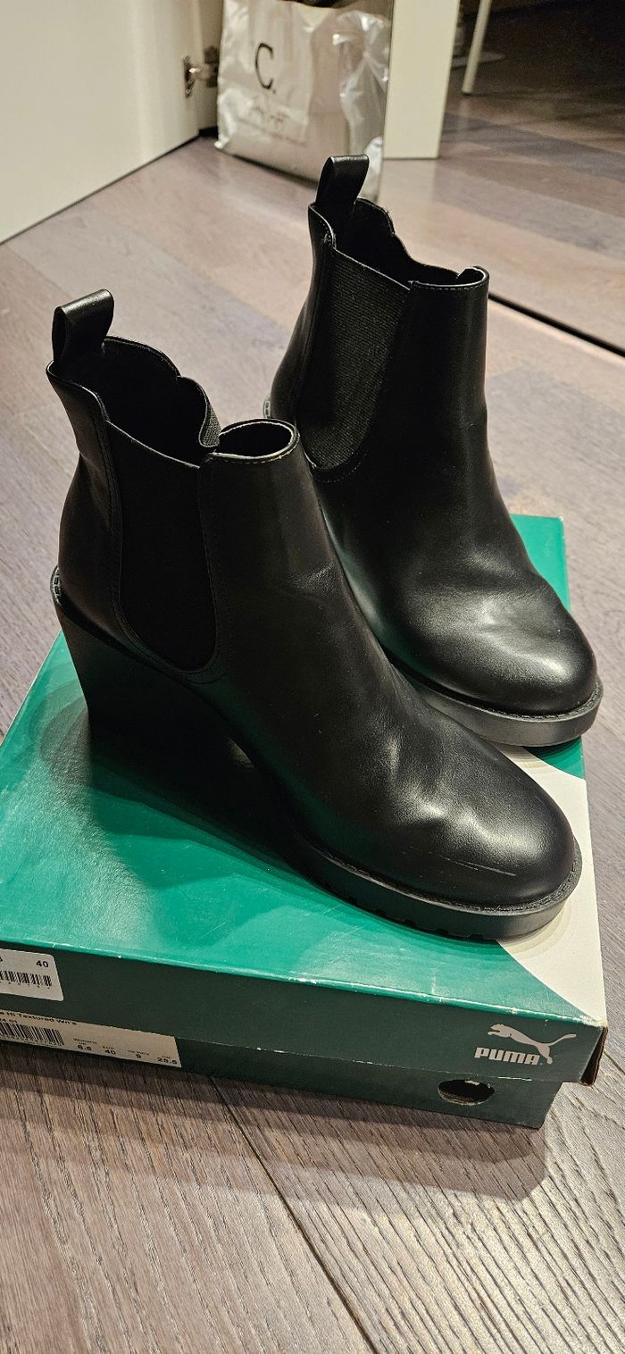 Bottines en cuir noir - Taille 39 - photo numéro 2