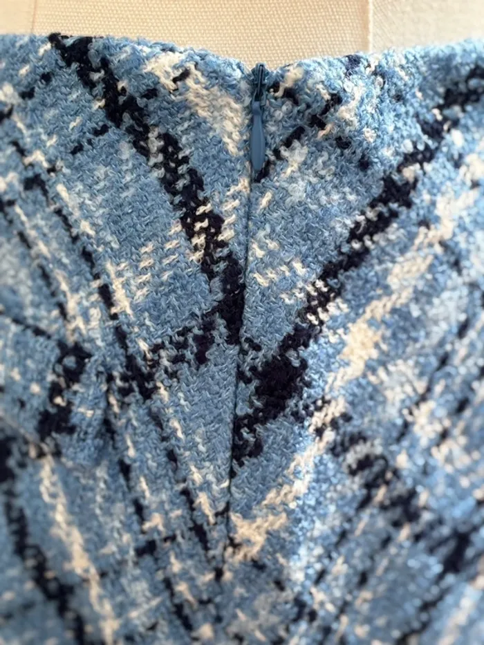 Mini jupe Mango à carreaux bleus en tweed – taille S – neuve avec étiquette - photo numéro 4