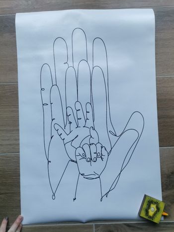 Toile famille 4 mains minimaliste neuve