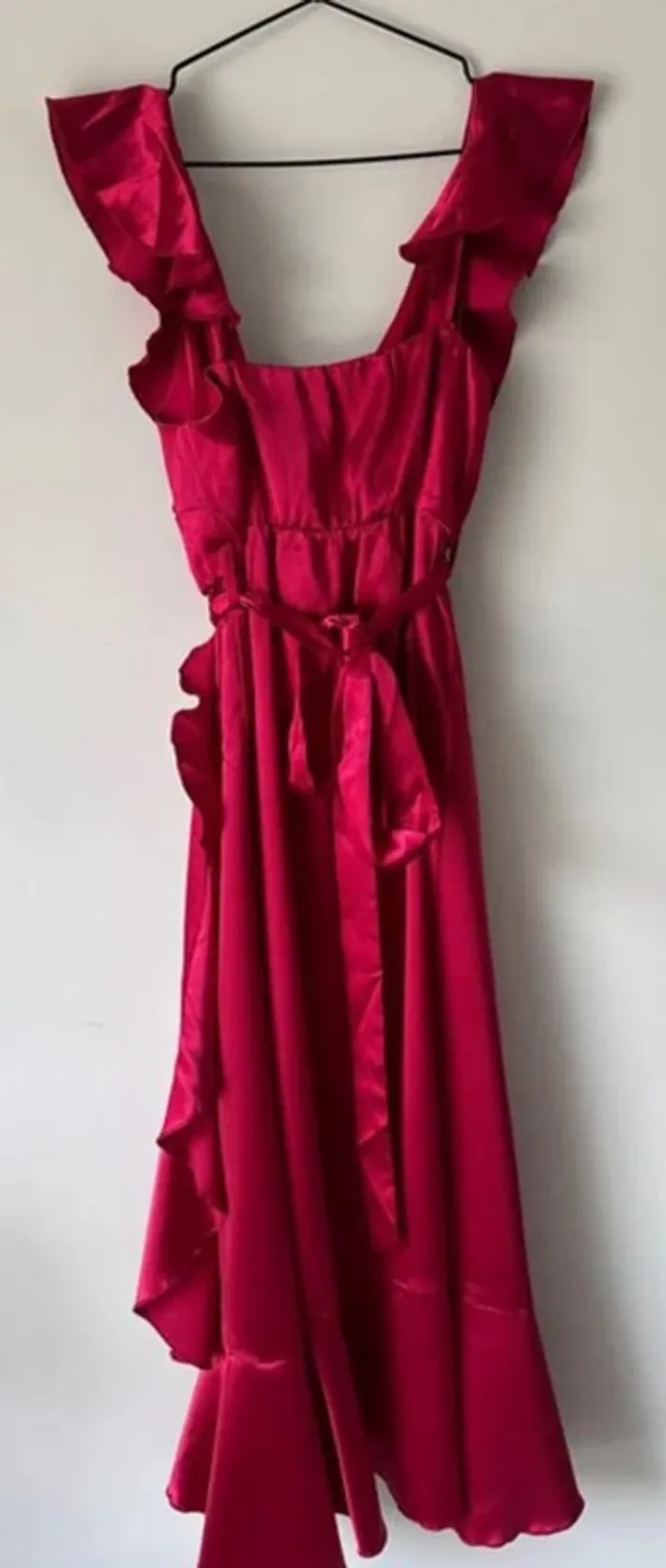 👗 🌻Little Mistress - Taille L- Robe - bordeaux portefeuille à volants - neuf sans étiquette - photo numéro 7