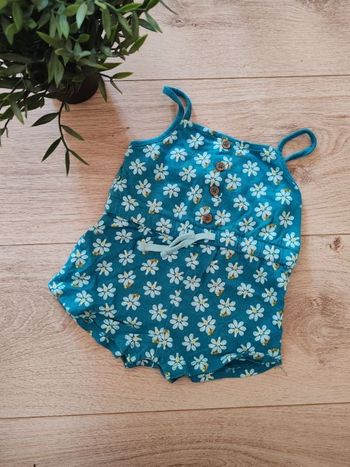 Salopette fleuri bleu Obaïbi 6 mois neuve 🌸