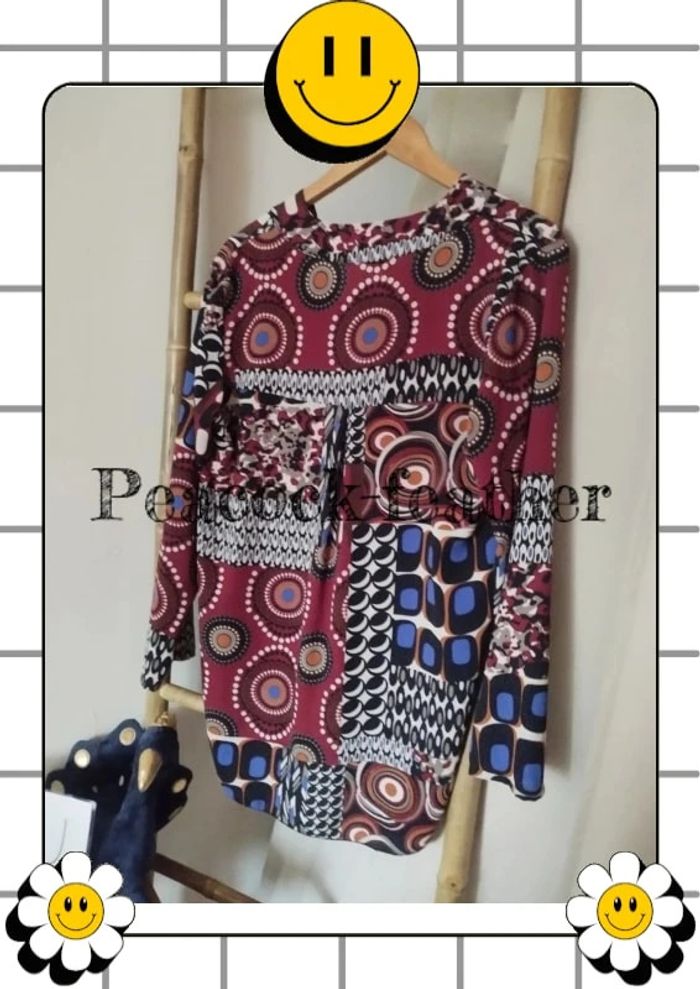 Blouse bordeaux imprimé TU - photo numéro 8