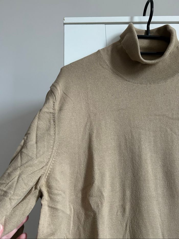 Pull col roulé beige uni Homme Bizzbee Taille XL - photo numéro 4